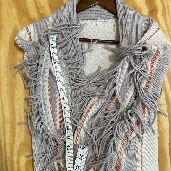Margaret O'leary Cardigan Sweater Womens Size S/M Gray Striped Fringe - Picture 8 of 12